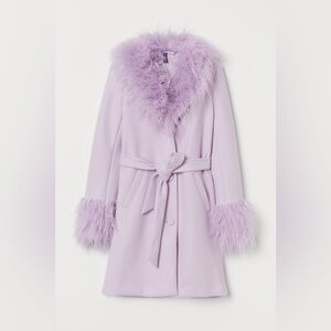 H&M faux fur trimmed coat